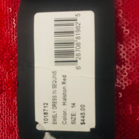 Halston Heritage Emely Mock Neck Sequined Red Dress NWT - Original $445 - Sz. 14 - Picture 10 of 10